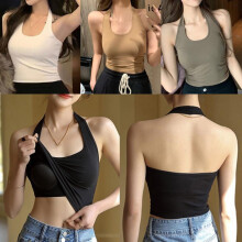 Polyester Backless Tank Top with Built-in Bra Pads One Size