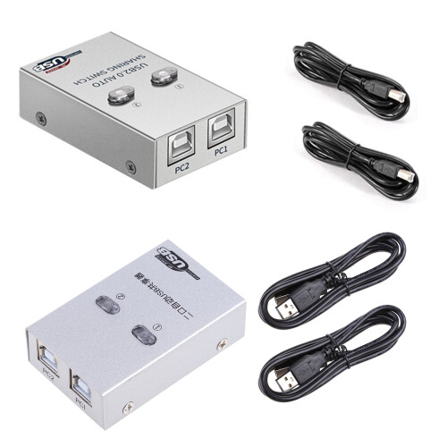 2 Port USB2.0 Printer Sharing Device Auto Sharing Switch Hub 2 in 1 Out Splitter 2
