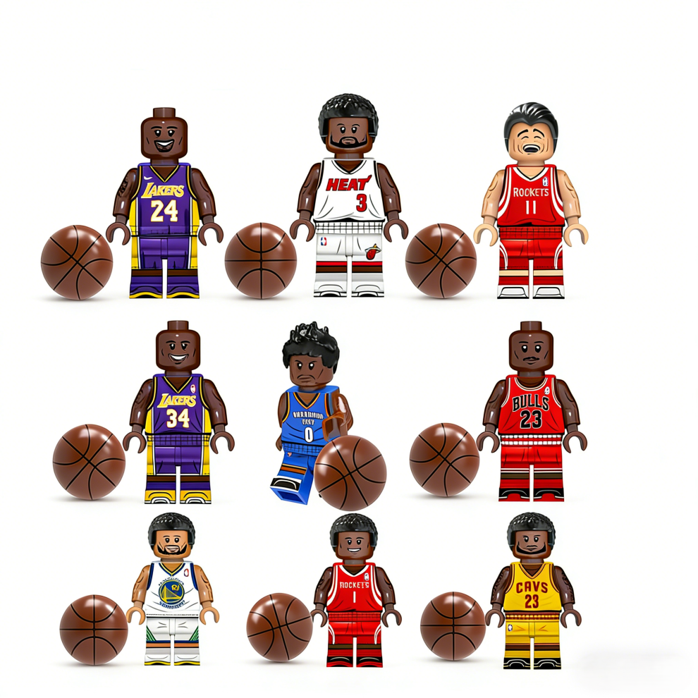 Gacloz 9 Pcs Building Blocks Basketball Players Yao Ming Dwyane Wade Kobe Bryant Set For Collection & Display