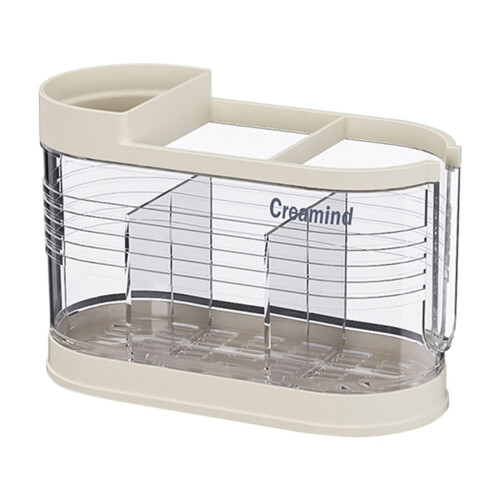 Organisateur de couverts transparent avec compartiments égouttables 1
