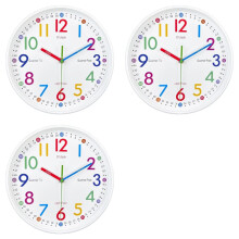 3X Learning Clock for Kids - Telling Easily, Non-Ticking, Battery Operated, Silent, Colorful Teaching Clock