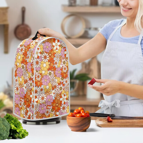 Κάλυμμα σκόνης μηχανής καφέ Retro Daisy1Set εύκολο στην εγκατάσταση ελαστικό για 2