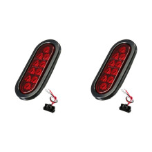 2X Auto-Oval-Glühbirnen mit 10 LEDs, Bremslichter mit Stecker, 12-V-Blinker, Universell für die Meisten Autos, LKWs, Anhänger, Rot