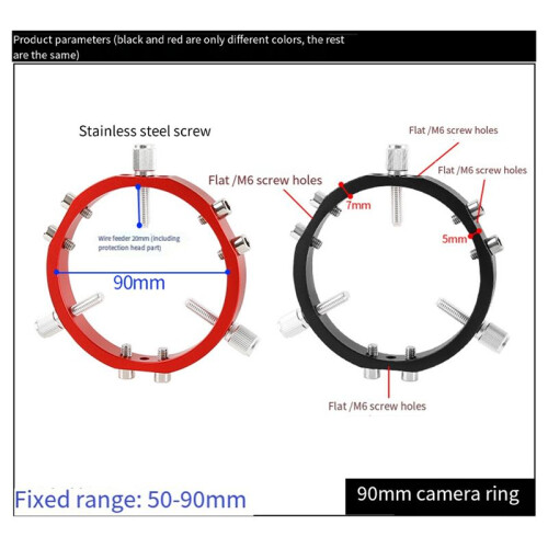 Star Finder Mount 3-Point Astrophotography Guide Locking Rings for Telescope Mount Finder Pointer 90mm Red 2
