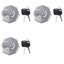 3X Bouchon de Carburant de Voiture avec Clé pour ELF NPR NQR 4HK1 8-98146010-0 8-98088982-0 Argent