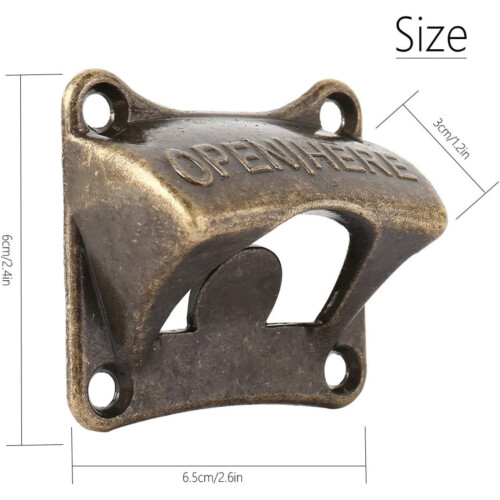 Wall-Mounted Metal Bottle Opener with Screws 2
