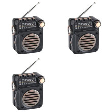 3X Tragbares FM-Radio, -FM-AM-SW-Radioempfänger, Integrierter Lautsprecher, Kabelloser 5.0-Musikplayer mit LED-Taschenlampe