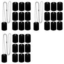 75 Pack Aluminum Blank Dog Tags for Laser-Engraving with 24 Inches of Stainless Steel Chain Black