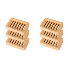 6X Saboneteira de Bambu Dreno Saboneteira Porta Sabonete de Bambu