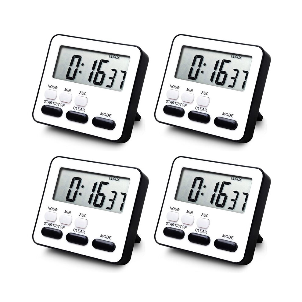 Semoic Black 4X Kitchen Timer Count Down Count ,Multifunctional Alarm Clock,Desk Clock,