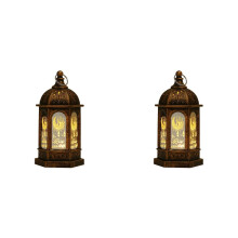2X Eid Mubarak Led Lantern Ornaments Ramadan Lantern Nightlight Lighting Home Decorations Ramadan Festival Party Gifts,B