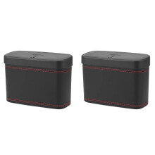 2X Car Trash Bin - Hanging Vehicle Garbage Dustbin, Square Pressing Type, Auto Storage Box, Plastic