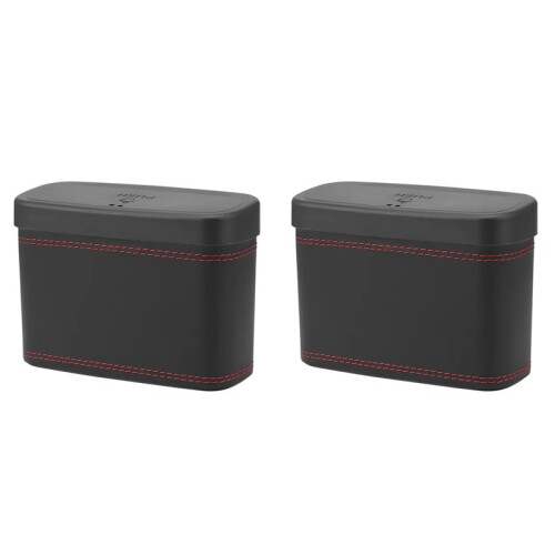 2X Car Trash Bin - Hanging Vehicle Garbage Dustbin, Square Pressing Type, Auto Storage Box, Plastic