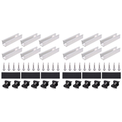 24pcs Solar Panel Bracket Aluminum PV Rail Fastening Module Trapezoidal Roof Mount Solar Rail End