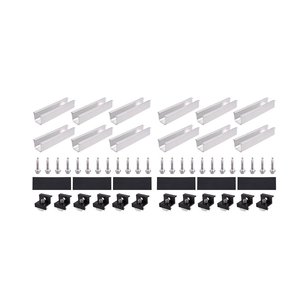 24Pcs Solar Panel Bracket Aluminum Pv Rail Fastening Module Trapezoidal Roof Mount Solar Rail End And And Middle Clamps 6031244137188