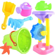 (Green Beach Bucket 7-Piece Set) Riesiges Sanduhr-Strandset für Kinder – Lustige Schaufel & Wasserspielgeräte für Eltern-Kind-Sandspaß