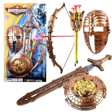 (Bow and Arrow) Armes jouets en bronze pour garçons : épées, arcs, boucliers, haches - Coffret cadeau sûr et réaliste