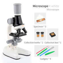 (White) Microscopio giocattolo per bambini, kit per esperimenti scientifici per studenti delle scuole elementari