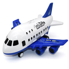 (Warning Blue, A) Modellino di aereo passeggeri di grandi dimensioni con vano portaoggetti, macchinina a inerzia per bambini