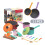 (B) Interactive Play Kitchen Toy with Electromagnetic Stove & Cutting Play Food Set 4