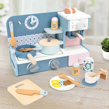 (Morandi Coffee Machine Stove) Teeparty-Set aus Holz für Kinder – Spielzeug-Dessertset für Rollenspiele im Kindergarten und frühes Lernen