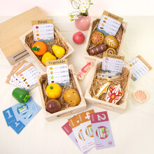(Boxed Fruit and Vegetable Set) Teeparty-Set aus Holz für Kinder – Spielzeug-Dessertset für Rollenspiele im Kindergarten und frühes Lernen