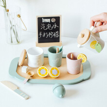 (Lemon Tea Set) Teeparty-Set aus Holz für Kinder – Spielzeug-Dessertset für Rollenspiele im Kindergarten und frühes Lernen