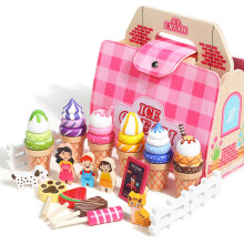 (Ice Cream Handbag) Teeparty-Set aus Holz für Kinder – Spielzeug-Dessertset für Rollenspiele im Kindergarten und frühes Lernen
