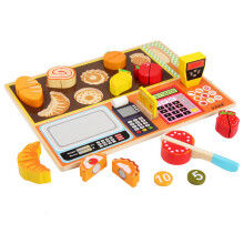 (Fruit Store) Spielküchen-Set aus Holz für Kinder: Eisdiele, Obstladen & Grill-Kombination mit Schneidespielzeug