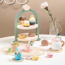 (Crown) Teeparty-Set aus Holz für Kinder – Spielzeug-Dessertset für Rollenspiele im Kindergarten und frühes Lernen