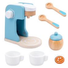 (Light Blue Coffee Maker) Teeparty-Set aus Holz für Kinder – Spielzeug-Dessertset für Rollenspiele im Kindergarten und frühes Lernen