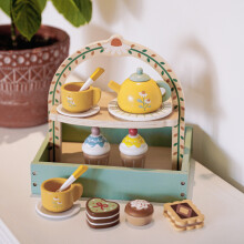 (Dessert Stand) Teeparty-Set aus Holz für Kinder – Spielzeug-Dessertset für Rollenspiele im Kindergarten und frühes Lernen
