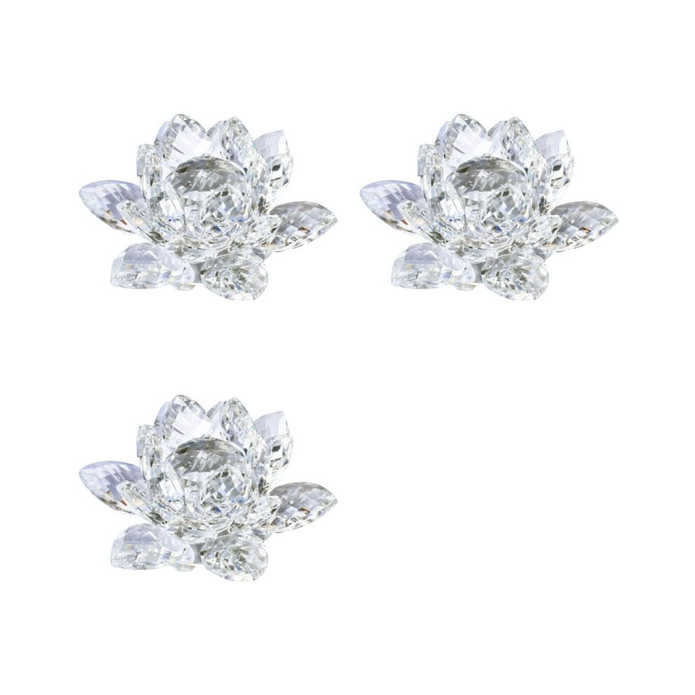 Semoic 3X A Crystal Lotus Flower Figurine Valentine Wedding Decor Glass Collection Paperweight Table Ornaments Souvenir