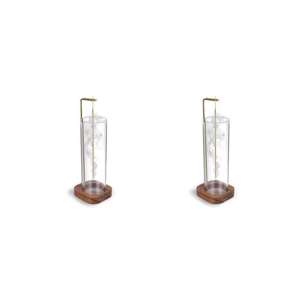 Semoic 2X Incense Holder With Removable Glass Ash Catcher Mess Free Incense Burner Holder, Incense Stick Holder