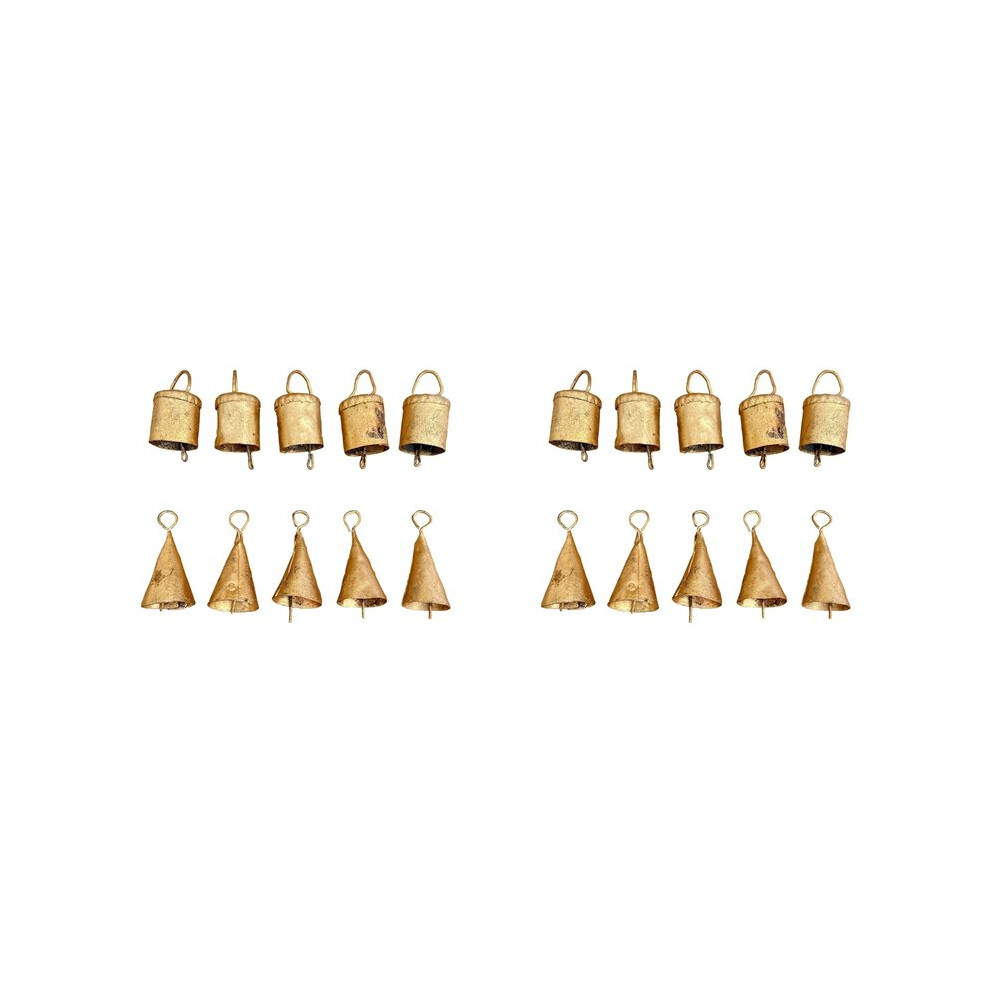 Semoic 20 Pcs Vintage Hanging Bells Christmas Decorations Bells For Home Decor, Cow Bells Decoration With Rope Style A