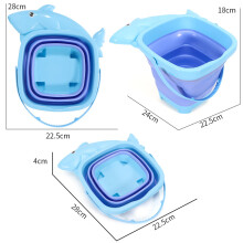 (Shark Blue) Portable Beach Water Play Folding Single Bucket Sand Digger for Kids