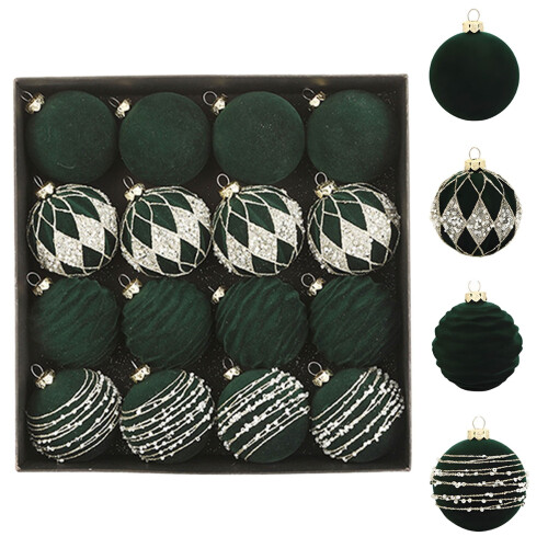 16 Pack Brown Flocked Christmas Ornaments 2.36 in 1