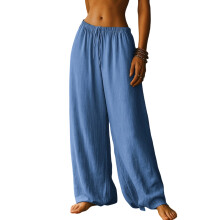 Pants for Women Loose Fit Drawstring Flowy Wide-Sky Blue XXL