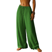 Pants for Women Loose Fit Drawstring Flowy Wide Leg-Green M