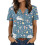 Women's Easter Top, Cute Easter Bunny Shirt, Casual-Blue S 1