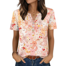 Women's Easter Top, Cute Easter Bunny Shirt, Casual-Orange XL