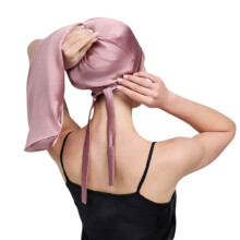 Adjustable Long Silk Sleep Cap Pink