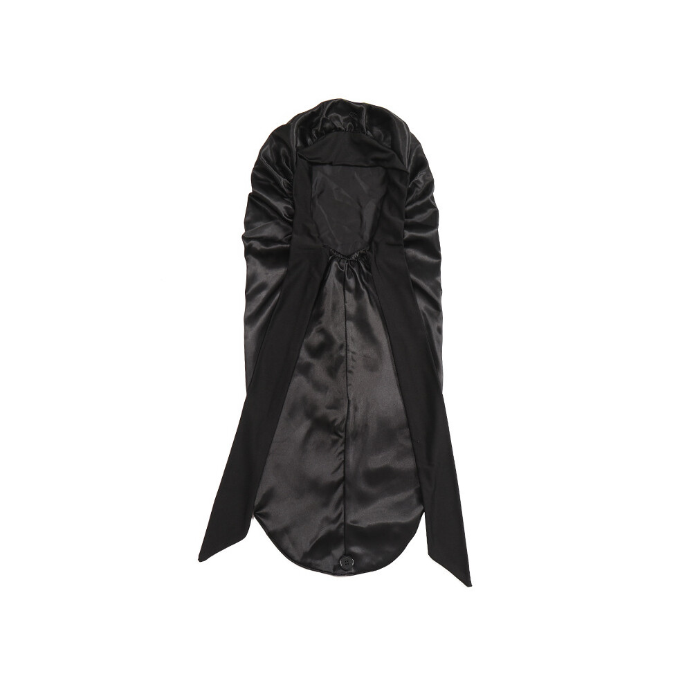 Inf Women's Black Satin Sleep Cap With Bow, Soft Sleeping Bonnet For