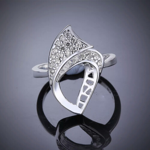 925 Sterling Silver Zirconia Band Ring Size 8 B56-default 1