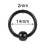 Acrylic Captive Bead Ring Black 2G 6mm 1 Pair 8