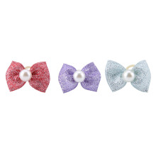 30pcs Pet Hair Bowknot Rubber Bands with Fake Pearl, 4cm, 6 Colors
