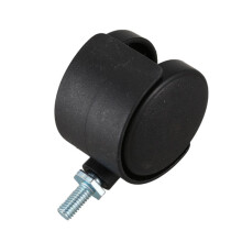 20st 6 mm Gängad Skaft 40 mm Dubbla Hjul Roterbart Hjul Svart