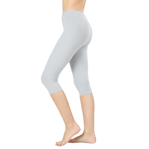 Plus Size Essential Basic Bomuld Spandex Stretch Leggings Under Knæene 15" Længde 2