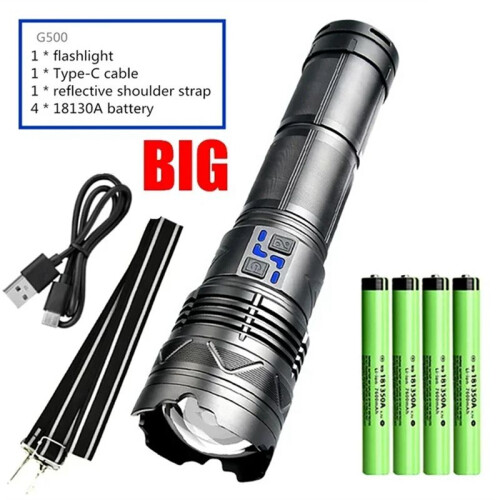 Most Powerful LED Strong Flashlight Long-Range Lighting Long Endurance Powerful Torch Type-C Charging Camping Lantern