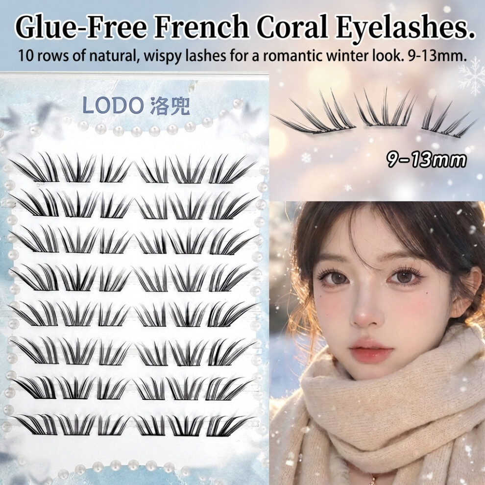 Hue-Grain French Coral False Lashes - C Curl, Natural Look